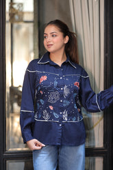 Fish embroidery shirt